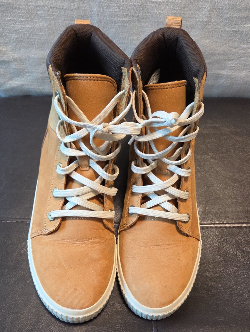 Women's Timberland Tan High-Top Casual Boots with White Laces